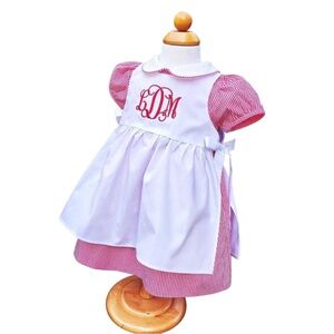 NWT Smocked Kids Christmas Dress with 2 Aprons